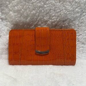 NWOT Orange Crocodile Embossed Wallet